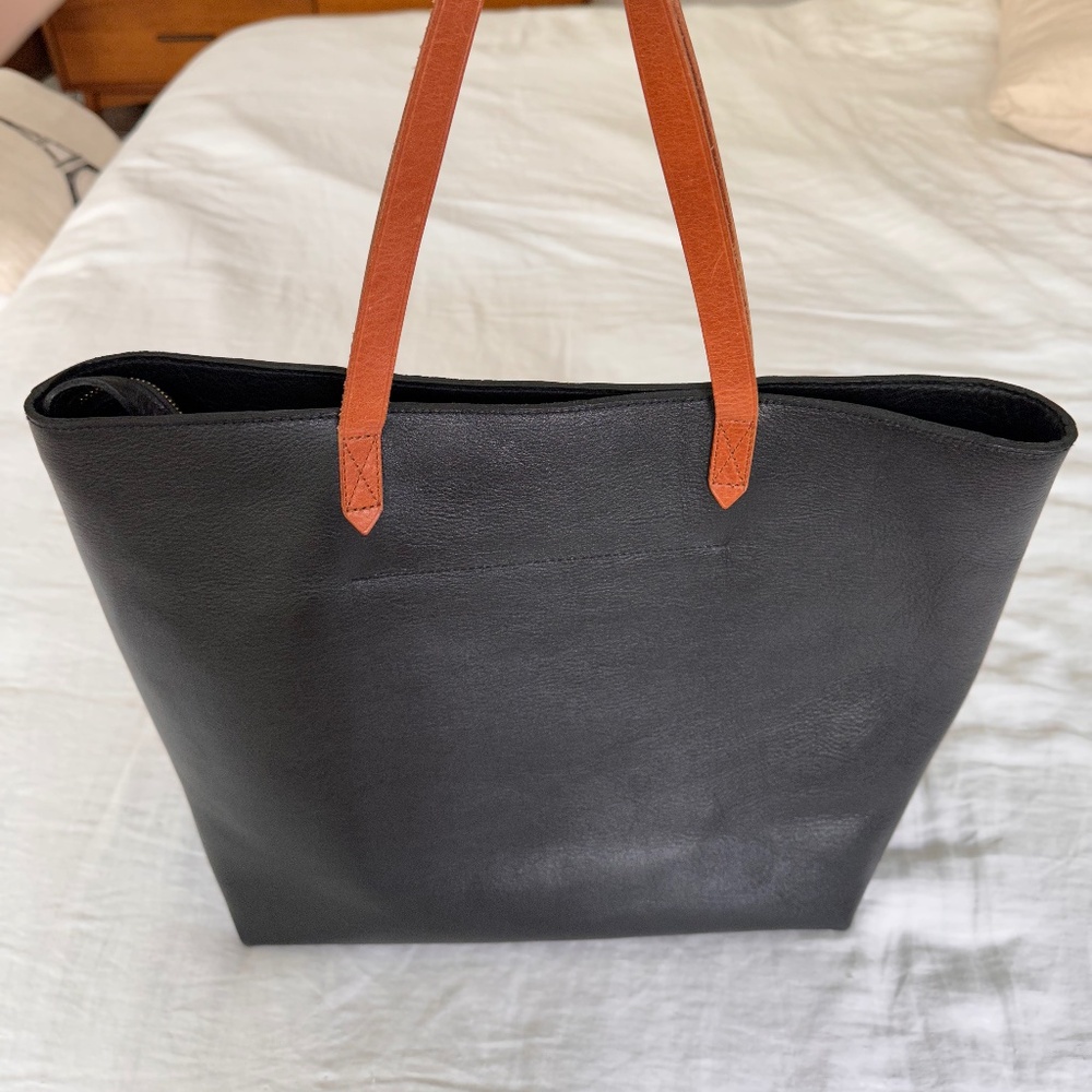 Madewell Zip Top Transport Tote Black/Brown